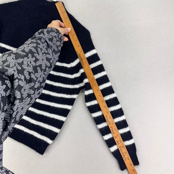 Sezane Sweater Trudy Jumper Womens S Navy Blue White Moahir‎ Wool Blend Luxury - Picture 8 of 9